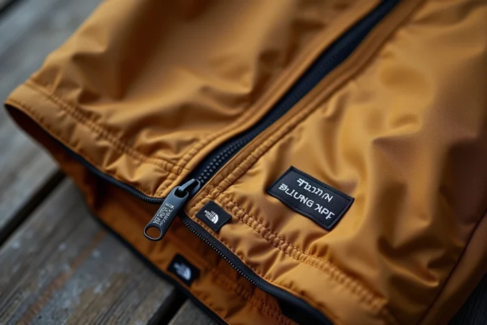 Détail en gros plan d'une veste technique The North Face Gore-Tex montrant la qualité des matériaux et des coutures justifiant son prix élevé