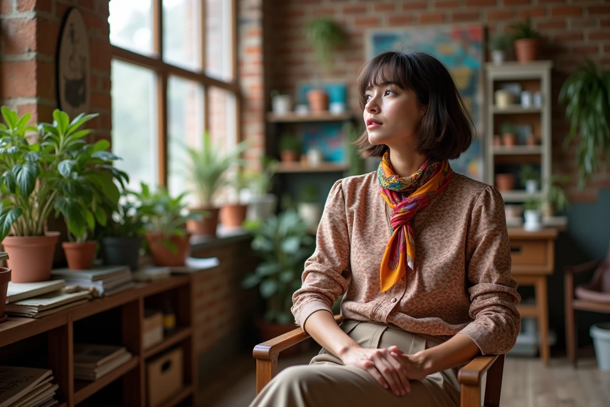 Jeune femme dans un loft d