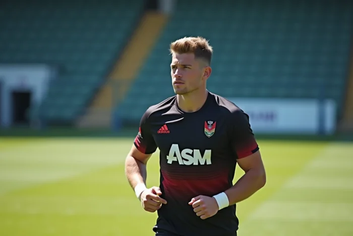 Jeune joueur de rugby en entraînement sur le terrain