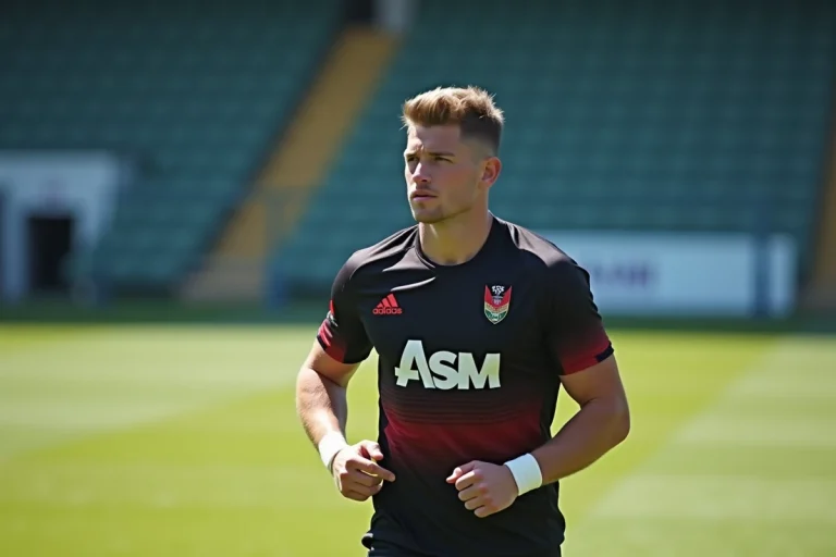 Jeune joueur de rugby en entraînement sur le terrain